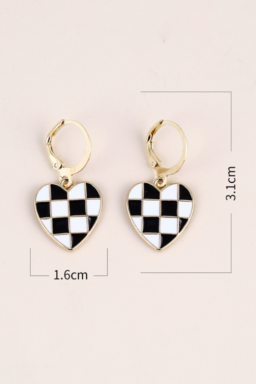 Checkered Heart Earrings