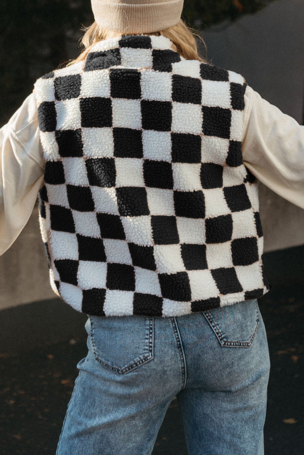 Checkered Sherpa Vest